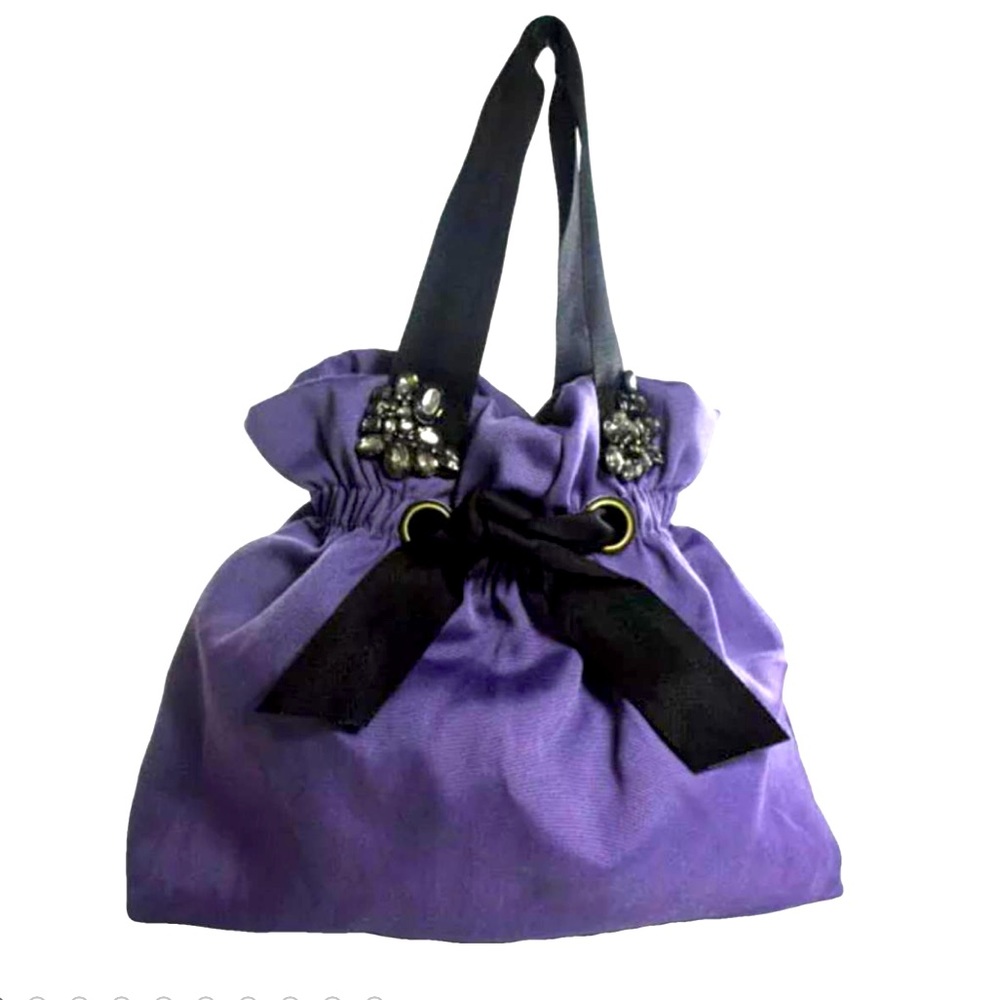 VERA WANG Lavender Label Fabric Crystal Shoulder Purple Bag Tote Purse